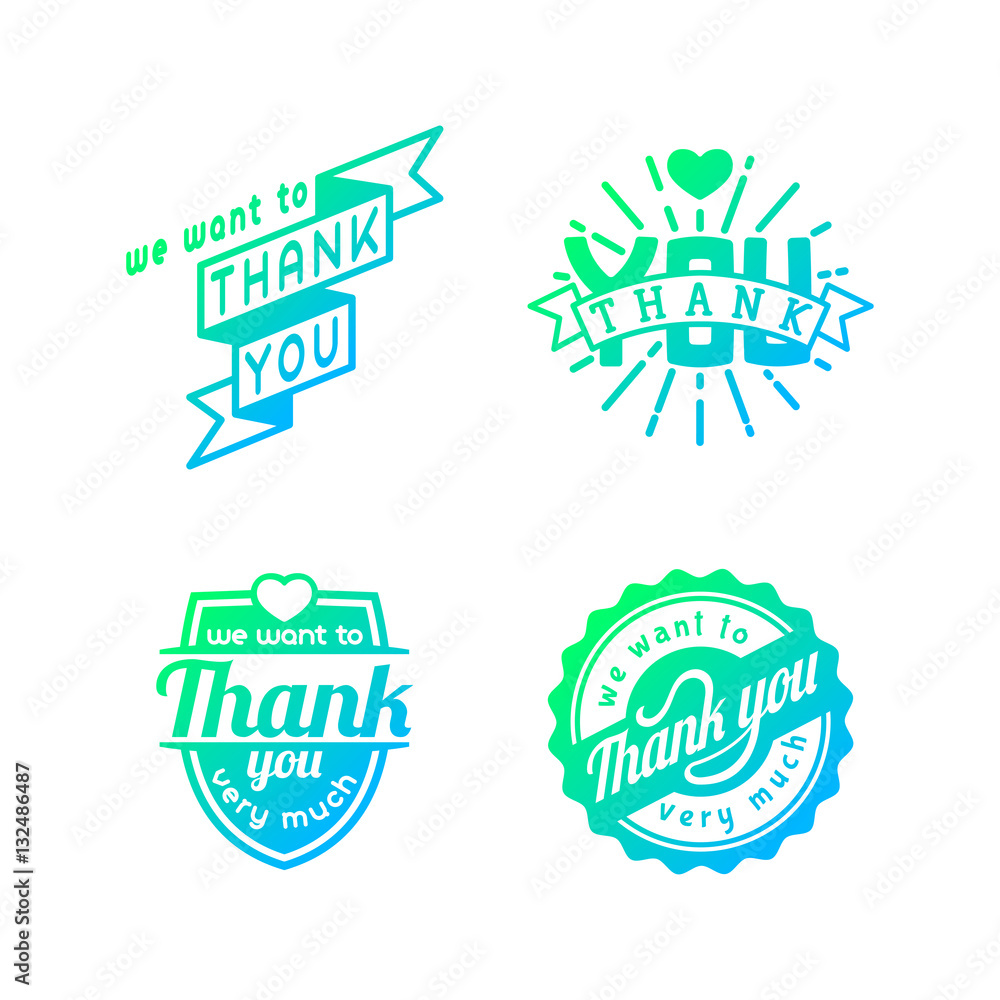 Wall mural Thank you text lettering vector logo badge - Wall murals