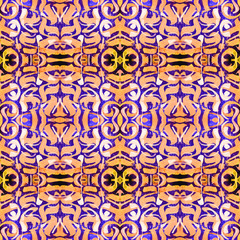 Kaleidoscopic abstract tribal seamless pattern. Modern stylish texture. Repeating geometric tiles. Textile fabric print. Wrapping paper. Abstract continuous ornament for design and fashion