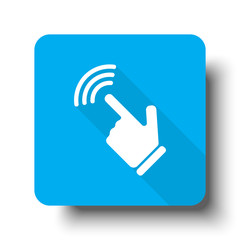White Touch Screen icon on blue web button
