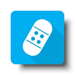 White Adhesive Bandage icon on blue web button