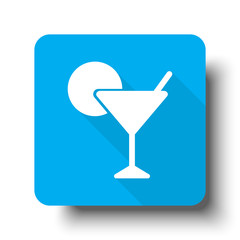White Cocktail icon on blue web button