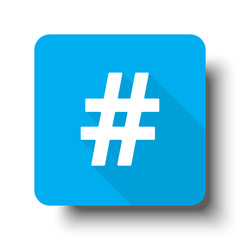 Fototapeta premium White Hashtag icon on blue web button