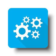 White Process icon on blue web button