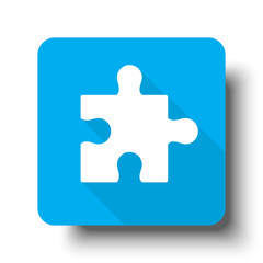 Obraz premium White Puzzle icon on blue web button
