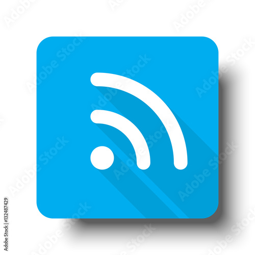 "White Rss icon on blue web button" Stock image and royalty-free vector