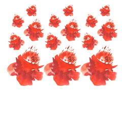 red watercolor flowers in bloom