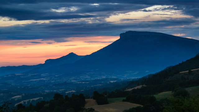 Sunset on Ceuze and Ceuzette mountains in the Hautes Alpes, Southern French Alps. France