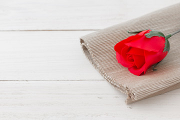 red rose on fabric