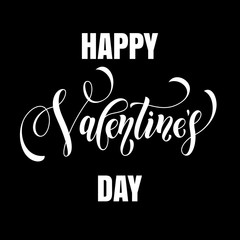Happy Valentine day black calligraphy greeting card