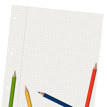 checkered paper with pencils