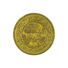 ten tunisian millimes coin (2005) isolated on white background