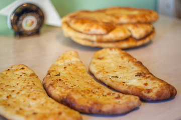 khachapuri (ghvezeli) in a half moon form for christmas day, Geo