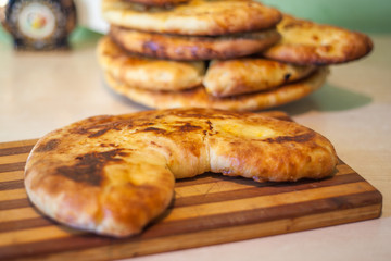 khachapuri (ghvezeli) in a half moon form for christmas day, Geo