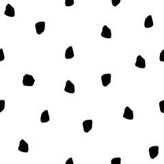 Black dots hand drawn seamless pattern