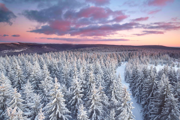 Sonnenuntergang am Rennsteig im Winter