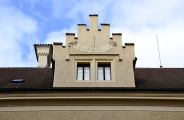 Architecture from Konopiste castle and cloudy sky