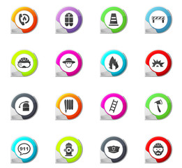Fire brigade icons set