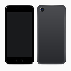 Mobile Phone. Vector realistic illustration of front and back sides of smartphone