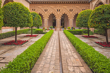 Gardens of the aljaferia alcazar of Zaragoza Spain