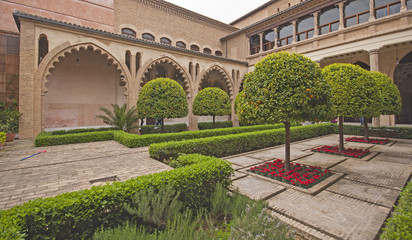 Fototapeta na wymiar Gardens of the aljaferia alcazar of Zaragoza Spain
