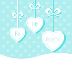 Banner Valentines Day with symbols hearts and lettering for concept design poster, greeting card or invitation. Cartoon style. Vector illustration.