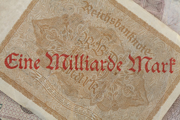 Deutsche Reichsmark Banknote, Aufdruck Eine Milliarde Mark
