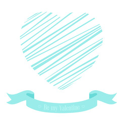 Banner Valentines Day with symbols hearts and lettering for concept design poster, greeting card or invitation. Cartoon style. Vector illustration.