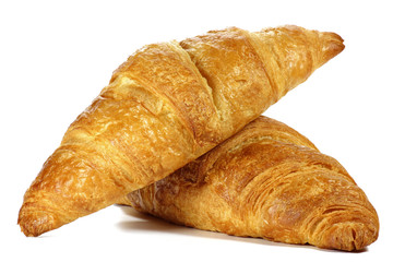Buttercroissants isoliert auf weißem Hintergrund