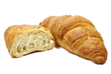Buttercroissants isoliert auf weißem Hintergrund