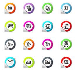 Machine tool icons set
