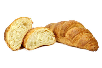 Buttercroissants isoliert auf weißem Hintergrund