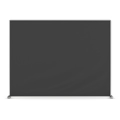 Fototapeta premium Billet press wall with black screen chroma key banner. Mobile trade show booth white and blank. 3d render isolated on white background. High Resolution Template for your design.