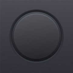 Round black button. Plastic matted icon