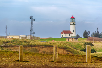 Fototapeta na wymiar Cape Blanco Lighthouse at Pacific coast, built in 1870