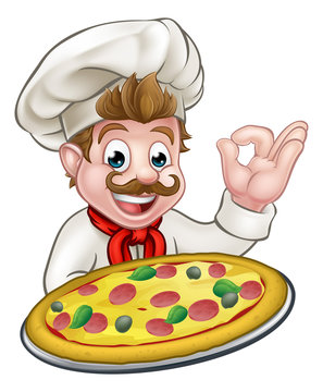 Chef Pizza Cartoon Character Mascot