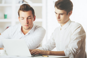 Handsome businessmen working on project