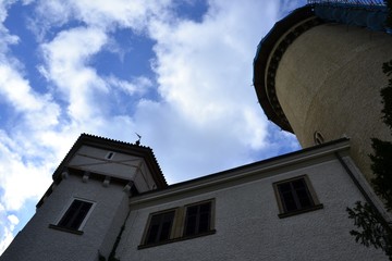 Architecture from Konopiste castle and cloudy sky