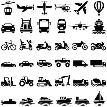 Transport icon collection - vector silhouette