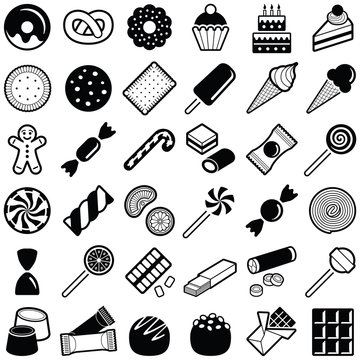 Cookie and candy icon collection - vector illustration 