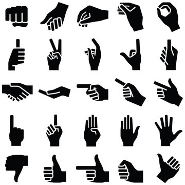 Hand Icon Collection - Vector Silhouette Illustration 