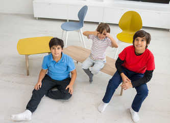 Happy kids at new modern beautiful home