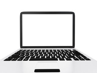 Modern Laptop PC with blank LCD screen isolated on white background (3D rendering)