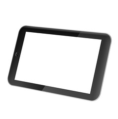 Black tablet pc computer with blank screen isolated on white background