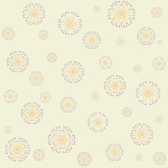 Seamless lace  pattern on yellow background