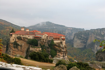 Landscape of the mountains and monasteries of Meteora, Greece