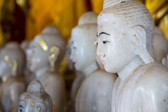 White Buddha Statue in temple at Wat Somdej Sangkhlaburi, Kancha