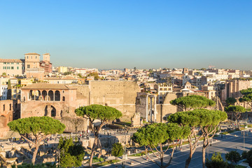 Obraz premium Rome, Italy. View from Capitol Hill to the forums of Augustus and Nerva