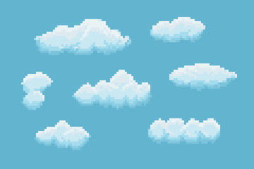 Pixel Art Clouds - 132504478