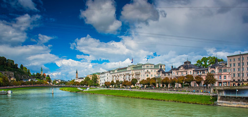 View on Salzburg with Salzach River