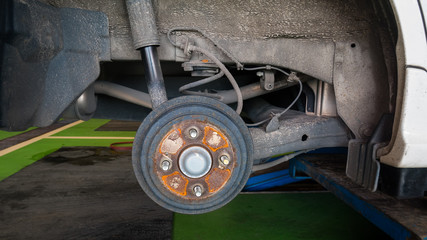 Car brakes for stop the wheels. Parts of a car.